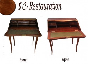 visualisez-la-restauration-d-un bureau-merisier-avant-et-après