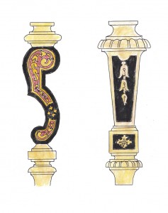 pieds console et pied en gaine louis XIV